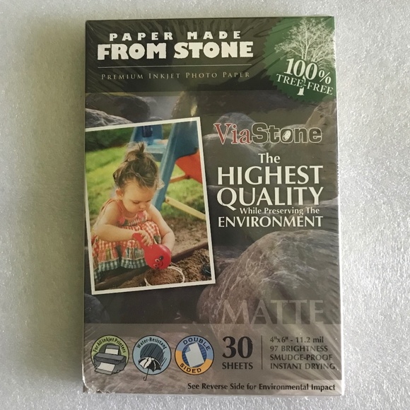 30 Sheets Eco Friendly Premium Inkjet 4" x 6" Photo Paper Made From Stone Matte - Picture 1 of 5